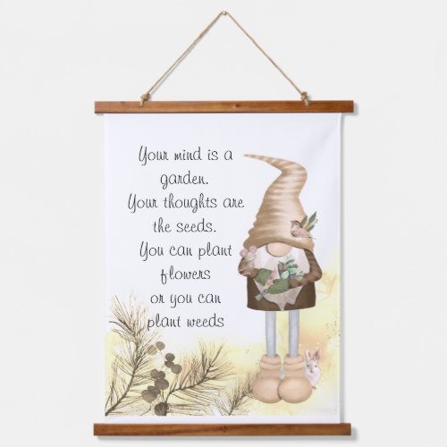 Inspirational Life Quote Cute Garden Gnome Verse Hanging Tapestry