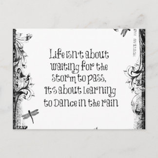 Inspirational Life Quote: Dancing in the Rain Postcard