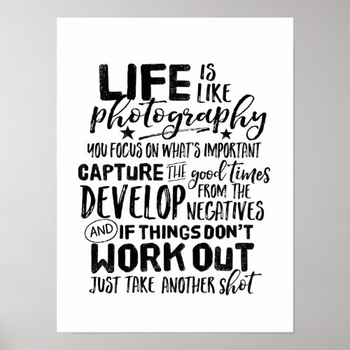 Inspirational Life Quote Photography Photographer Poster