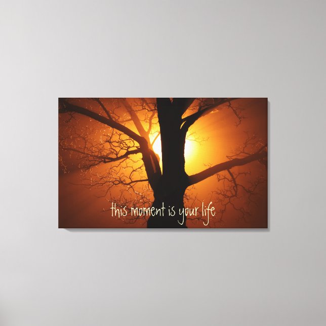 Inspirational Life Quote with Sun Canvas Print (Front)
