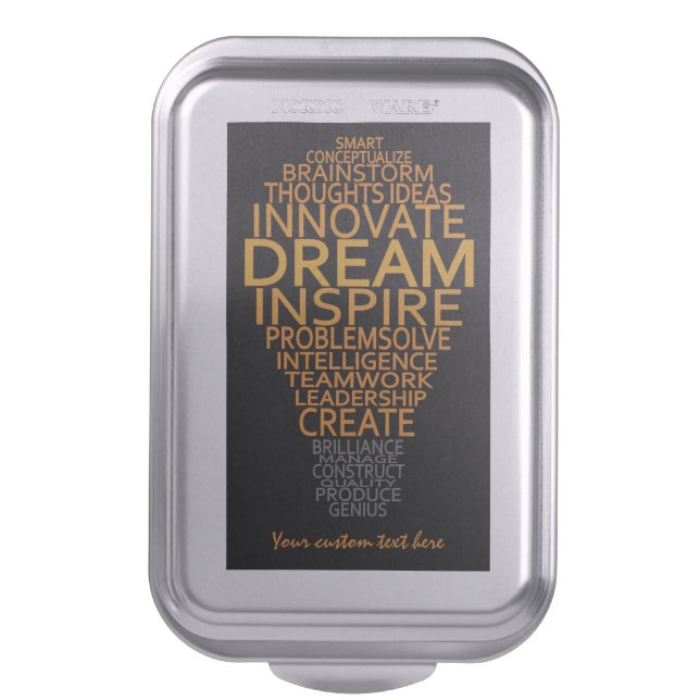Inspirational Light Bulb custom cake tin Pan (Front Vertical)