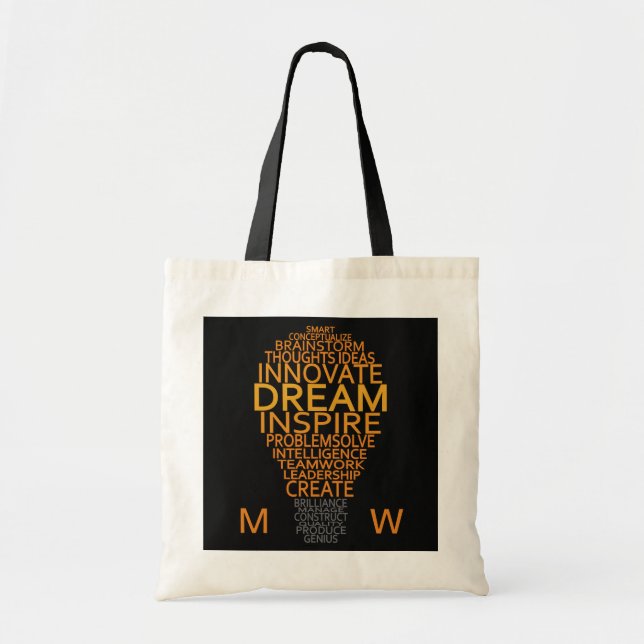 Inspirational Light Bulb custom monogram tote bags (Front)