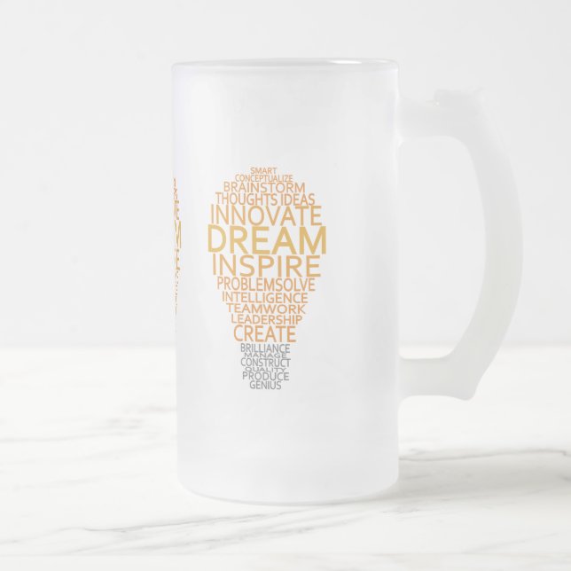 Inspirational Light Bulb custom mugs, choose style Frosted Glass Beer Mug (Right)