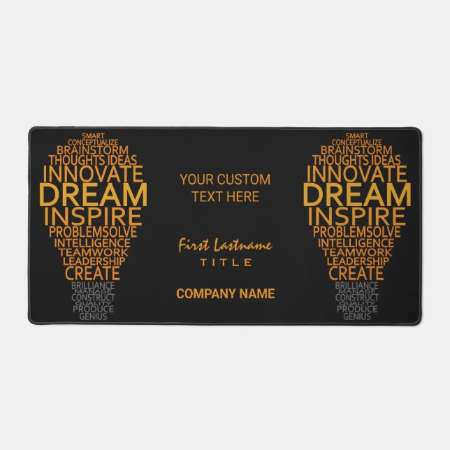 Inspirational Light Bulb custom text Desk Mat (Front)