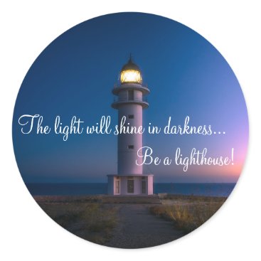 Inspirational light House Classic Round Sticker Inspirational light House Classic Round Sticker