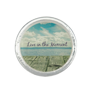 Inspirational Live in the Moment Quote Ring
