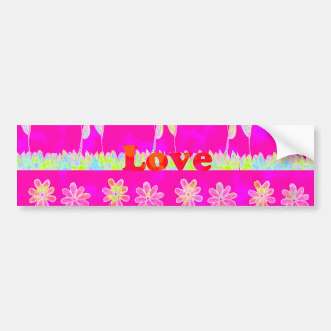 Inspirational Love Eat Play Flower Design Bumper Sticker (Front)