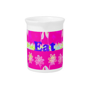 Inspirational Love Eat Play Flower Design Drink Pitcher