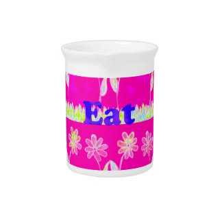 Inspirational Love Eat Play Flower Design Drink Pitcher