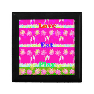 Inspirational Love Eat Play Flower Design Gift Box