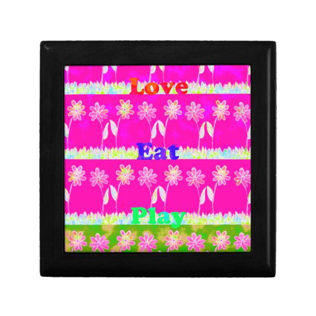 Inspirational Love Eat Play Flower Design Gift Box (Front)