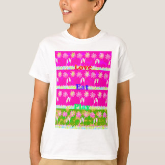 Inspirational Love Eat Play Flower Design T-Shirt