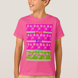 Inspirational Love Eat Play Flower Design T-Shirt