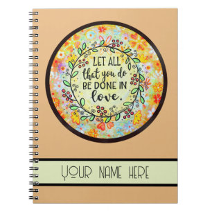 Inspirational Love Floral Pretty Personalized Notebook
