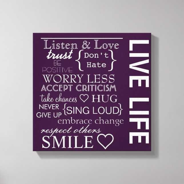 Inspirational Love Life Wrapped Canvas (Front)