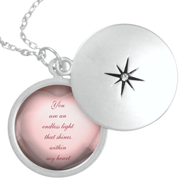 Inspirational Love quote heart design Locket Necklace (Front)