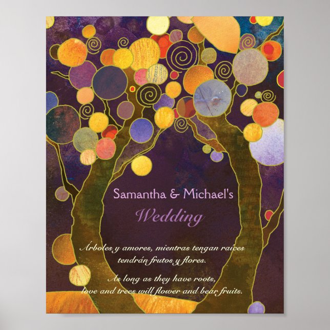 Inspirational Love Trees Purple Wedding Sign (Front)