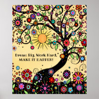Inspirational “Make it Happen” Fun Tree Classroom Poster