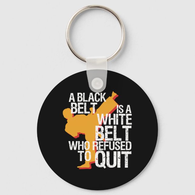 Inspirational Martial Arts Black Belt Fighter Keychain (Front)