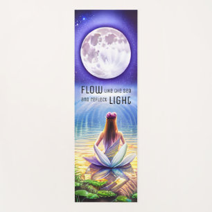 Inspirational Meditating Lotus Flower Full Moon Yoga Mat