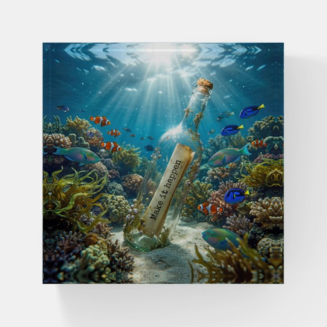 Inspirational Message in a Bottle Paperweight (Front)