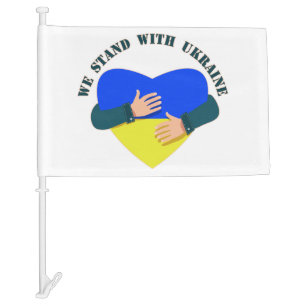 Inspirational message We stand with Ukraine Car Flag