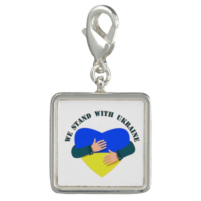 Inspirational message We stand with Ukraine Charm (Front)