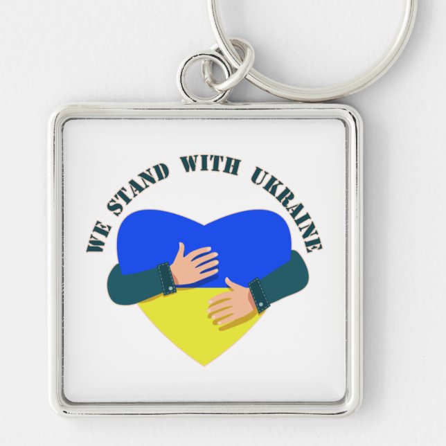 Inspirational message We stand with Ukraine  Keychain (Front)
