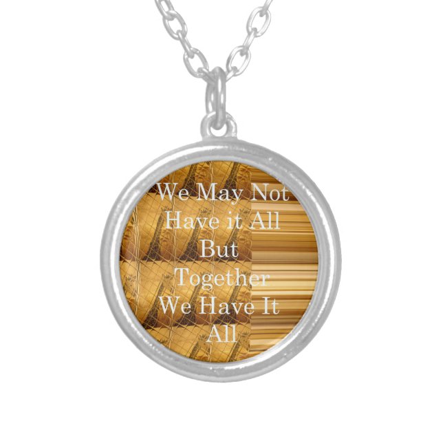 Inspirational Message with African Wildlife Design Silver Plated Necklace (Front)