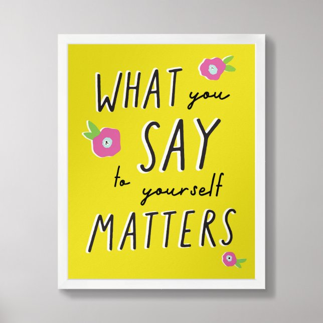 Inspirational Mindful Art Yellow, Black, Pink Framed Art (Framed Front)