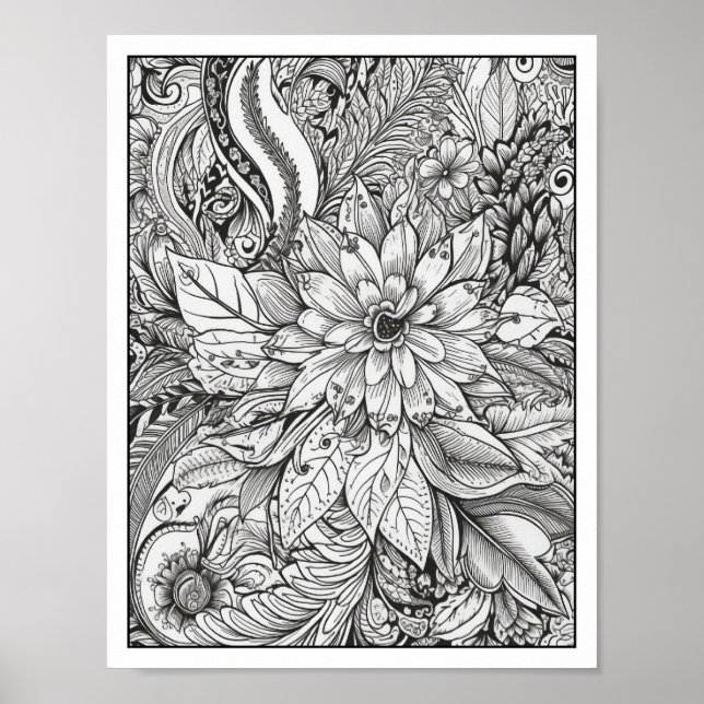 Inspirational/Mindfulness Adult Coloring Poster (Front)