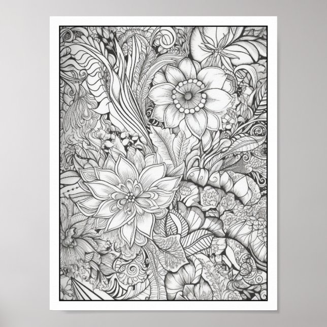 Inspirational/Mindfulness Adult Coloring Poster (Front)