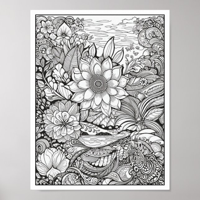 Inspirational/Mindfulness Adult Coloring Poster (Front)