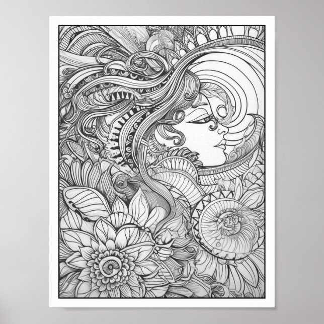 Inspirational/Mindfulness Adult Coloring Poster (Front)