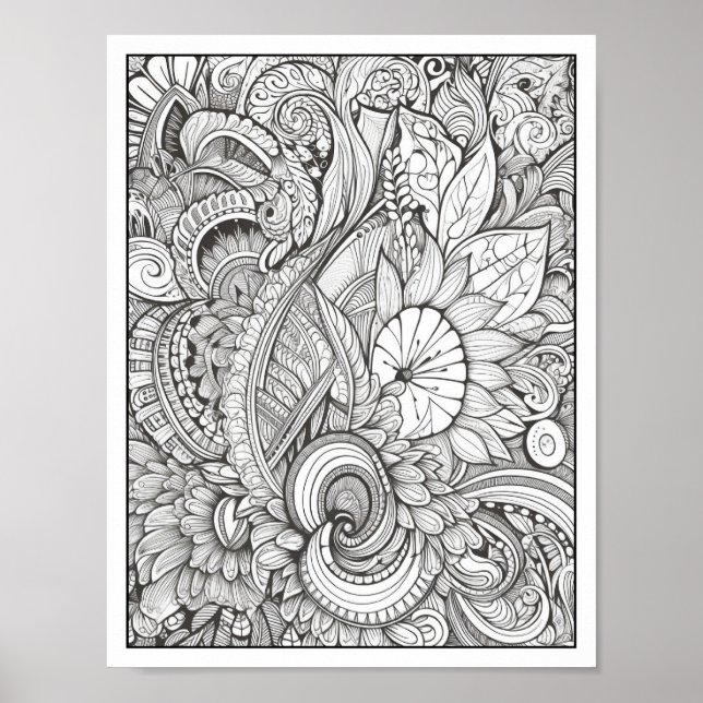 Inspirational/Mindfulness Adult Coloring Poster (Front)