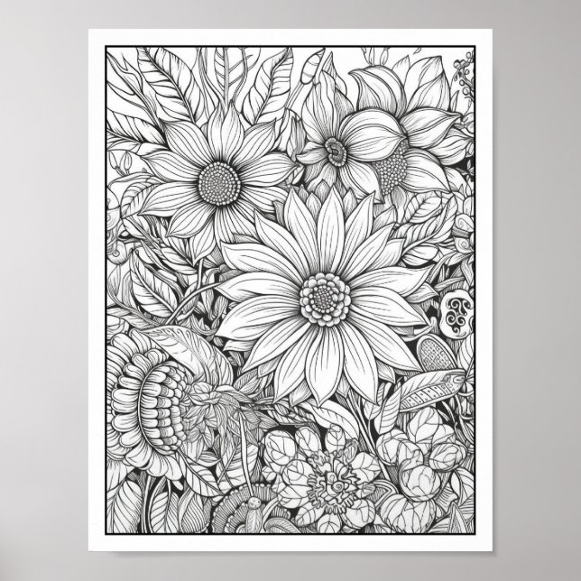 Inspirational/Mindfulness Adult Coloring Poster (Front)