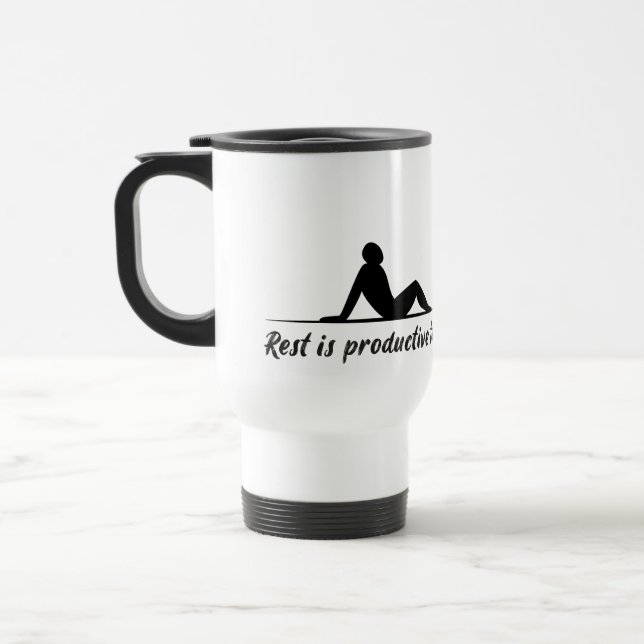 Inspirational Minimal Mindfulness Silhouette Quote Travel Mug (Left)