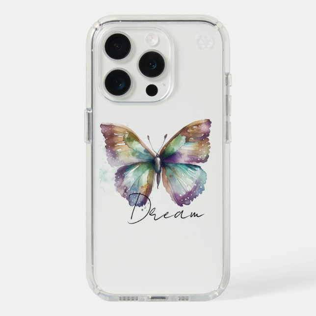 Inspirational Mint Aqua Blue Dream Butterfly Speck iPhone Case (Front (White Titanium))