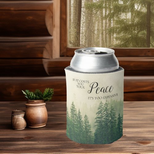 Inspirational Misty Foggy Mountains Forest Peace Can Cooler