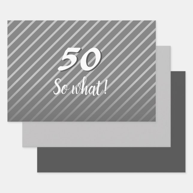 Inspirational Modern Elegant 50 So what Birthday Wrapping Paper Sheets (Set)