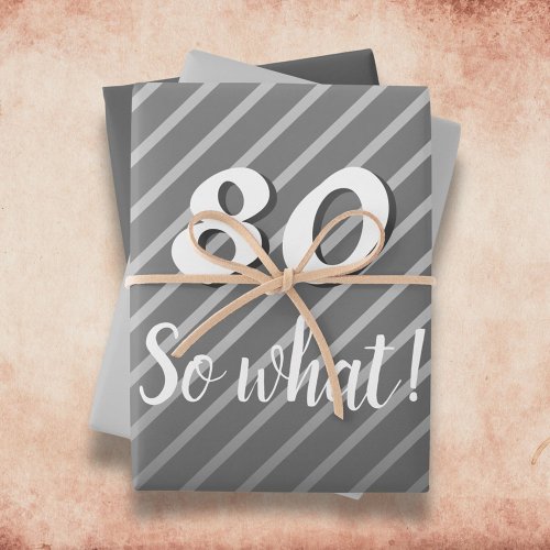 Inspirational Modern Elegant Grey 80th Birthday Wrapping Paper Sheets