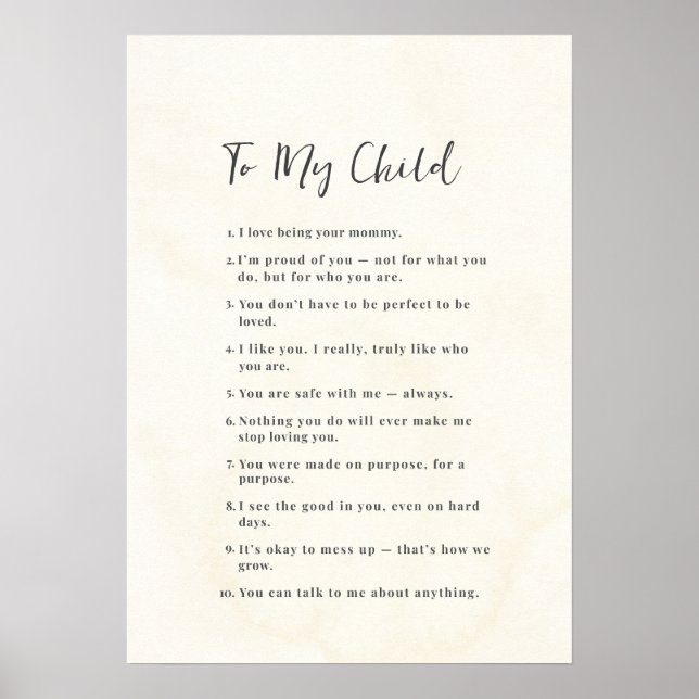  Inspirational Mom to Child Poster  (Front)