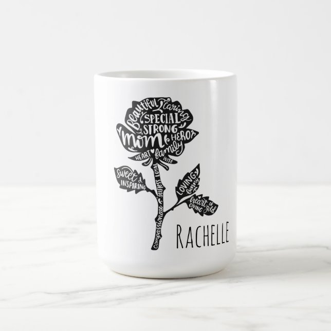 Inspirational Mom Typography Flower Design Coffee Mug (Center)