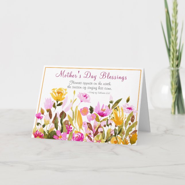 Inspirational Mother's Day Flower Garden Bible Card (Front)