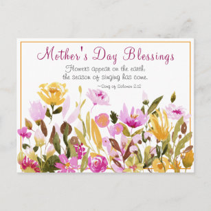 Inspirational Mother's Day Flower Garden Bible Postcard