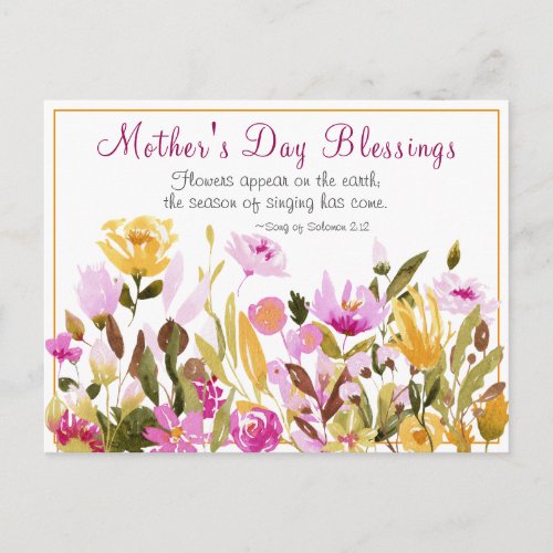 Inspirational Mothers Day Flower Garden Bible Postcard