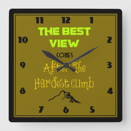 Inspirational Motivating Quote Typography Square Wall Clock