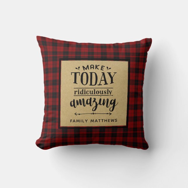 Inspirational Motivation Quote Lumberjack Buffalo Throw Pillow (Front)