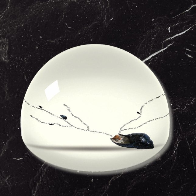 Inspirational motivational artwork for home office paperweight (Coastal nautical under the sea desk decor paperweight featuring a marine Ikebana visual poem)