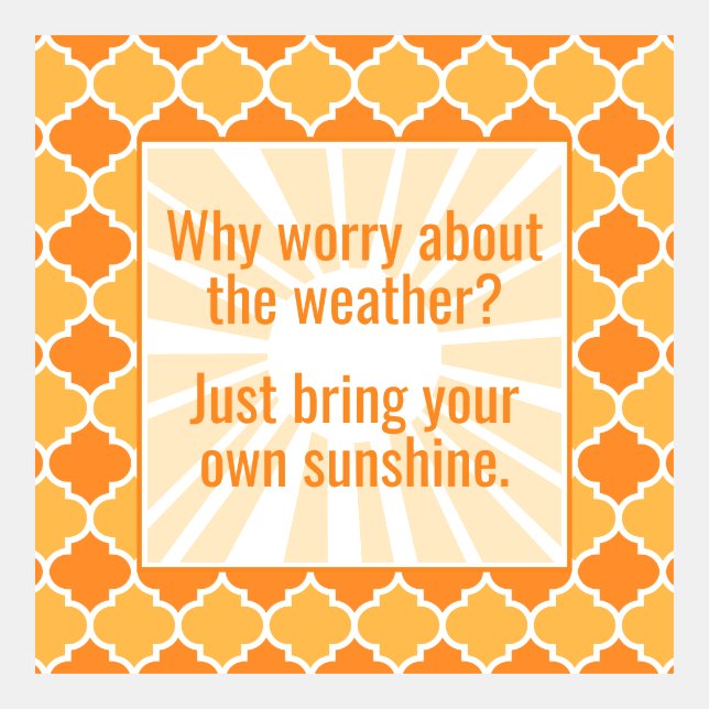 Inspirational Motivational Bring Your Own Sunshine Meme (Front)